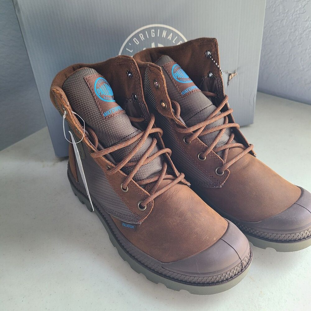 Palladium Pampa Sport Cuff Waterproof Leather Canvas Boot Men 4 Womens 5.5 Brown